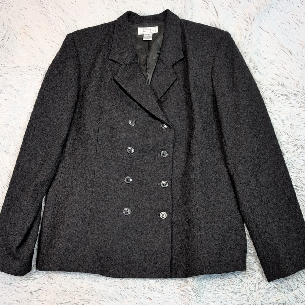 Vintage Jennifer Moore Jacket Womens 14 Black Wool Preppy Button Up Bulgaria